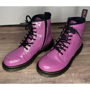 Dr.Martens Girls Pink Glitter Lace Up Boots sz 4